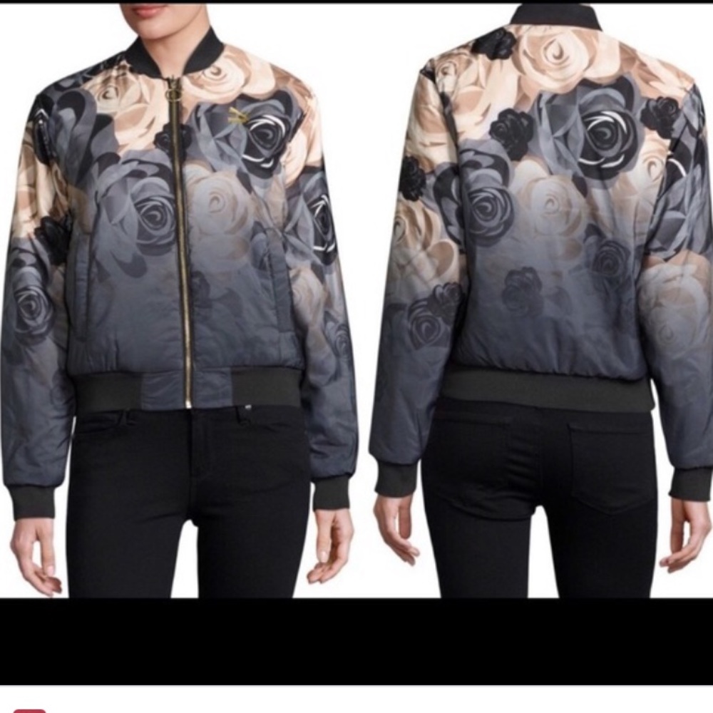 Puma reversible black floral puffer bomber Jacket